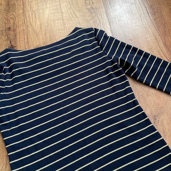 Lauren Ralph Lauren 3/4 Sleeves Navy and Gold Shirt - Picture 7 of 11